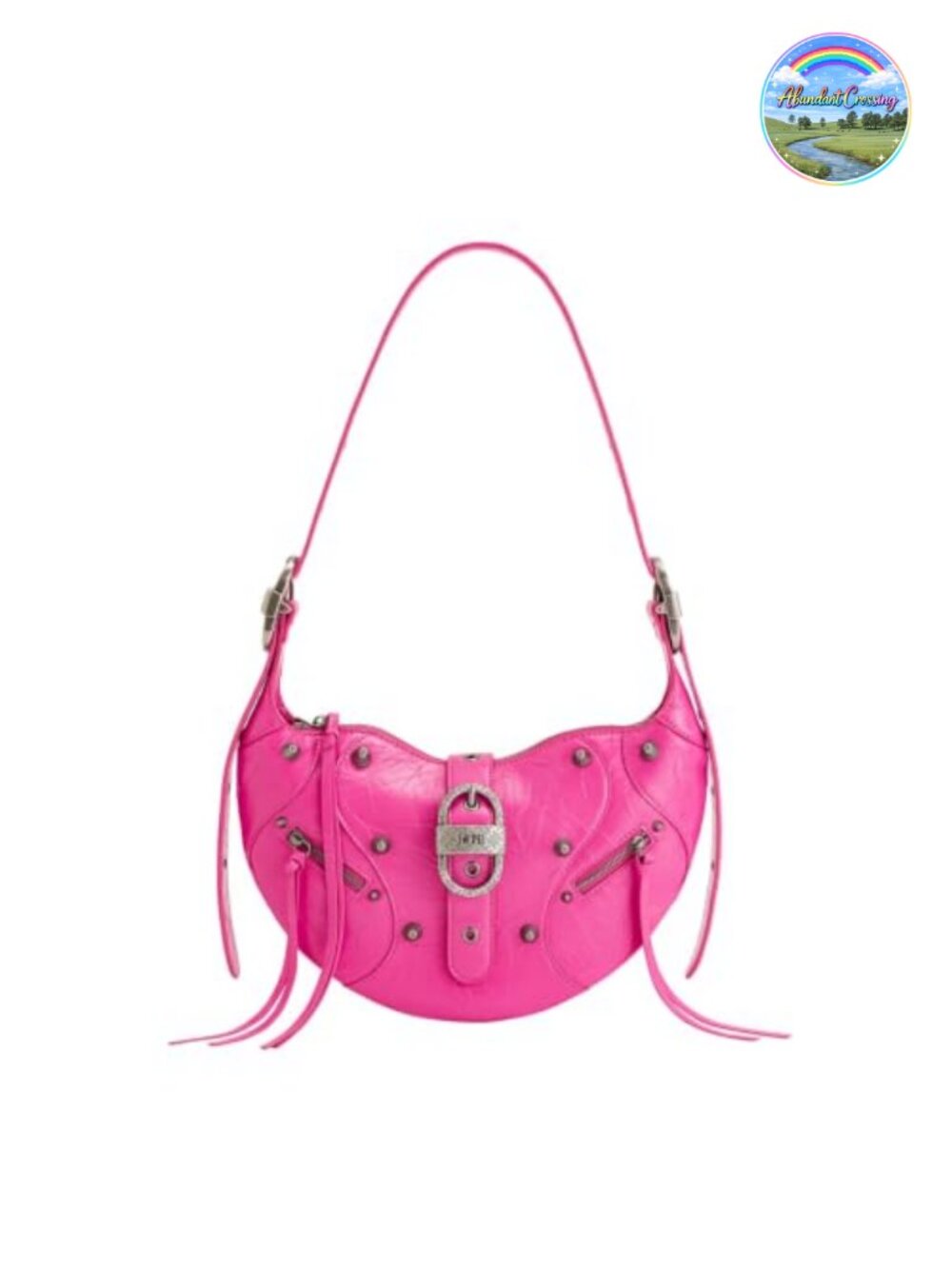 Vegan Leather Shoulder Bag Crossbody Adjustable Strap Zip Closure